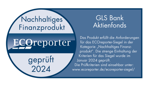  Blaues ECO Siegel für Nachhaltige Finanzprodukte - GLS Bank Aktienfonds ausgezeichnet