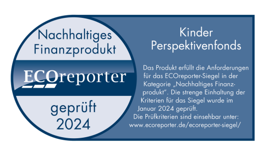  Blaues ECO Siegel für Nachhaltige Finanzprodukte - Kinder Perspektivenfonds ausgezeichnet