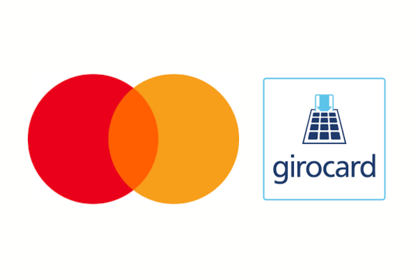 Logos Mastercard (ein roter und ein gelber Kreis) und girocard