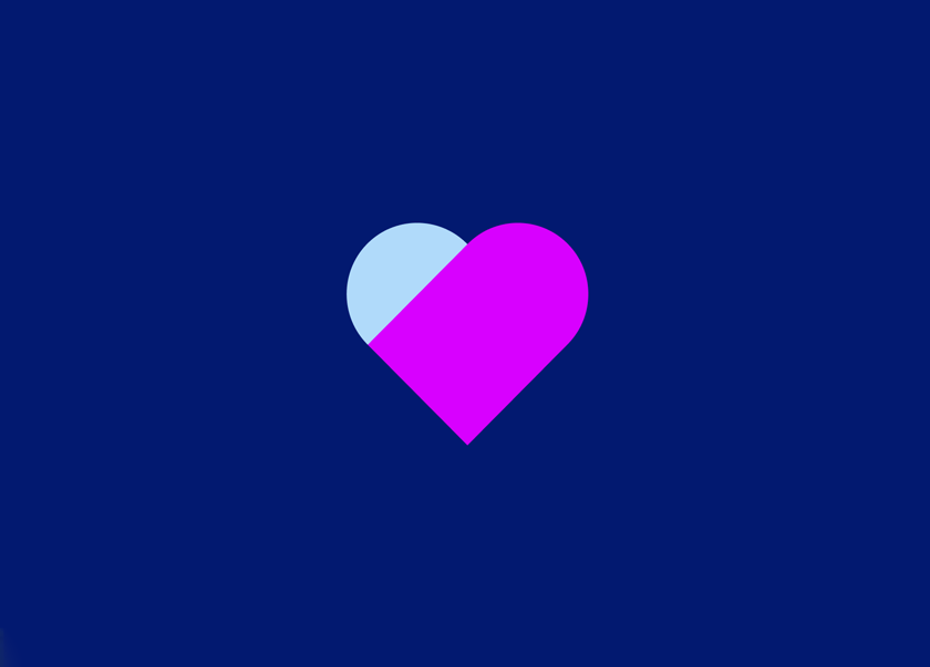 Illustration eines lila Herzens vor dunkelblauem Hintergrund