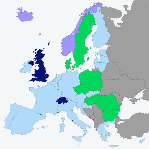 Europakarte fuer den SEPA Zahlungsverkehrsraum