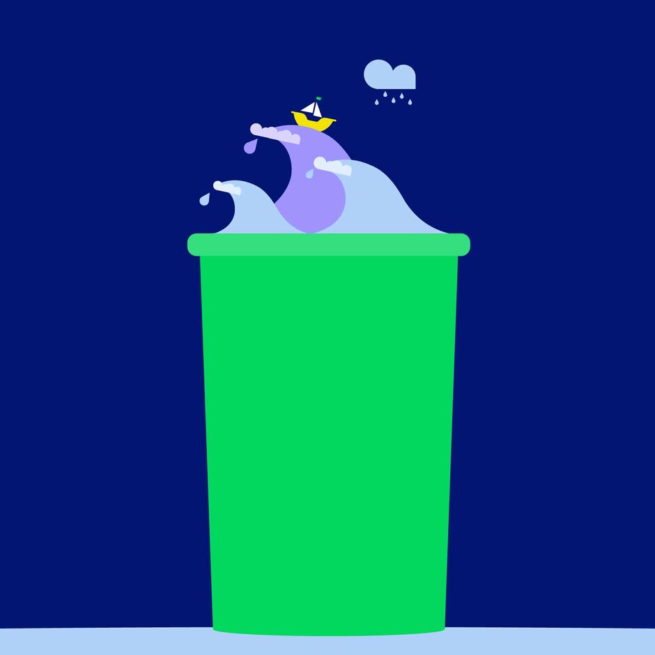 Grafik von einer grünen Regentonne.