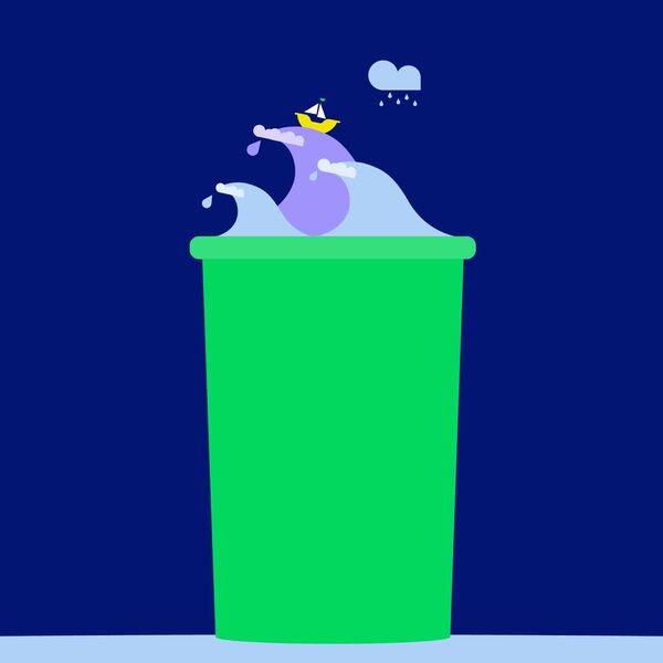 Grafik von einer grünen Regentonne.