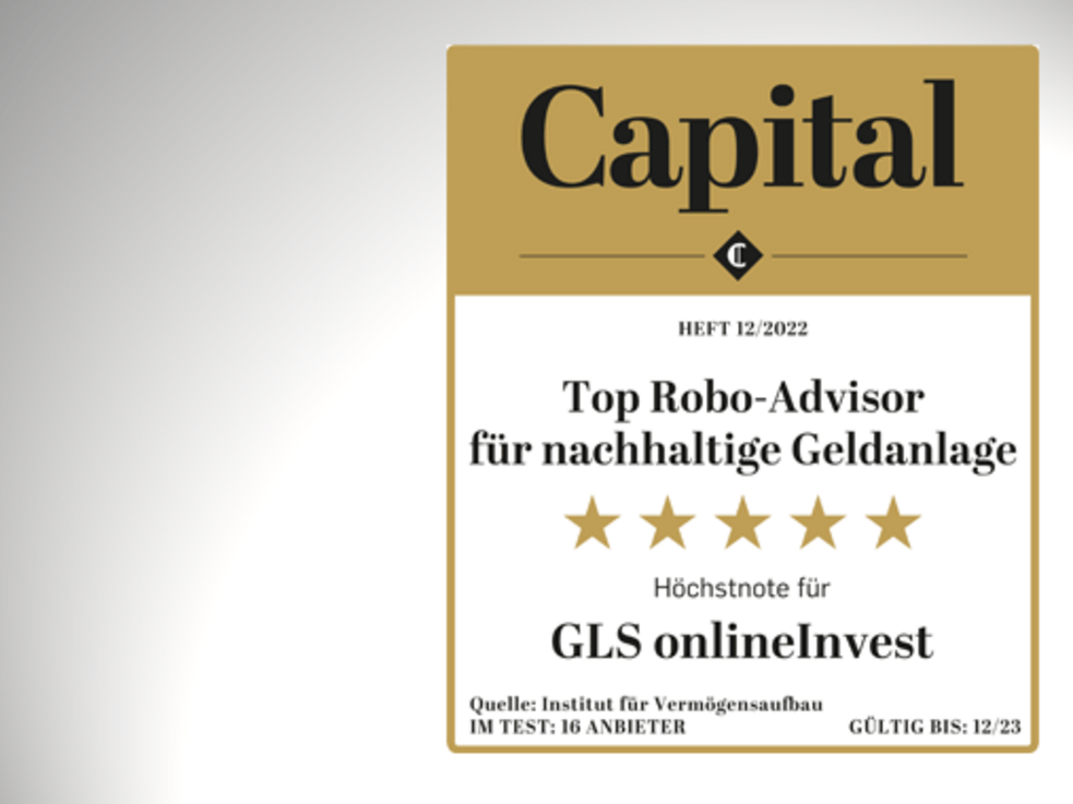 Capital-Auszeichnung: Anlageassistent GLS onlineInvest bester nachhaltigen Robo-Adviser