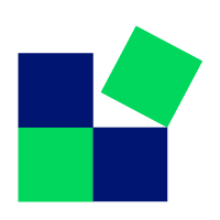 Quadrat aus versetzten blauen und grünen Würfeln