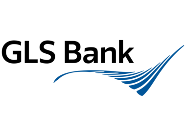 Schriftzug GLS Bank mit blauer Schwinge