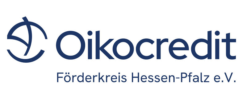 Oikocredit-Logo mit dem darunter stehenden Text „Förderkreis Hessen-Pfalz e.V.“.