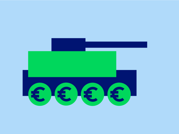 Illustration eines Panzers auf Rädern aus Euro