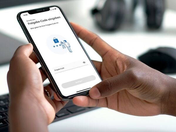 SecureGoPlus App Freigabecode Screenshot in der SecureGoPlus App fuer den Freigabecode