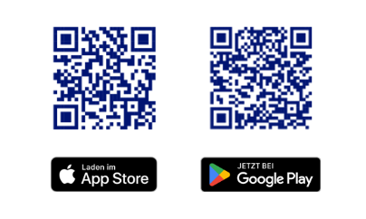 Lade dir neue GLS Banking App herunter: im App Store (links) oder im in Google Play QR Codes für Download der GLS Banking App im App Store (links) und im in Google Play