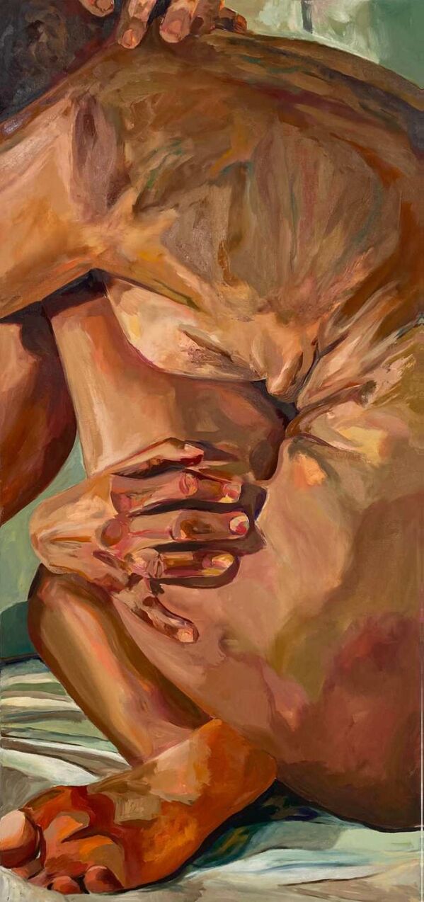 Gemälde "Halt" - Körper in Brauntönen Gemälde "Halt" - Körper in Brauntönen