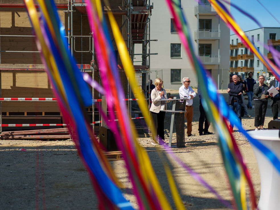 Christina Opitz beim Richtfest Greenfields Buckow