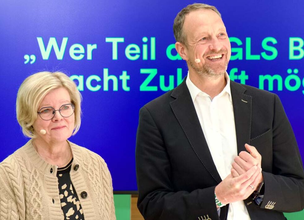 GLS Bilanzpressekonferenz 2025: Bilanzsumme 2024 um 8 % gewachsen GLS Vorstandsmitglieder Christina Opitz und Dirk Kannacher