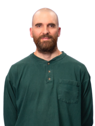 Portraitaufnahme von Sören Gerhardt in grünem Langarmshirt.