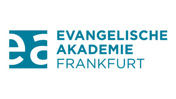 Türkisfarbenes Logo mit Text Evangelische Akademie Frankfurt auf weißem Hintergrund.