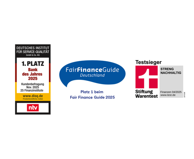 Bank des Jahres, Fair Finance Guide und Deutscher Nachhaltigkeitspreis