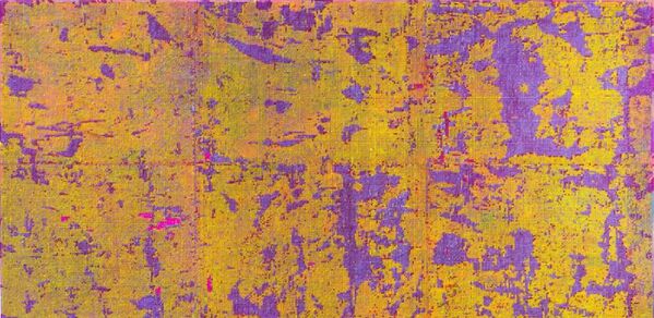 Kunstwerk in lila und gelb 