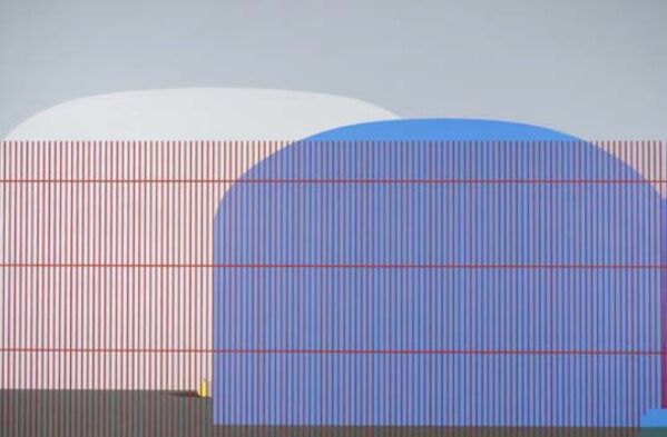 Kunstwerk "Billerbeck" in blau und rot Kunstwerk "Billerbeck" in blau und rot