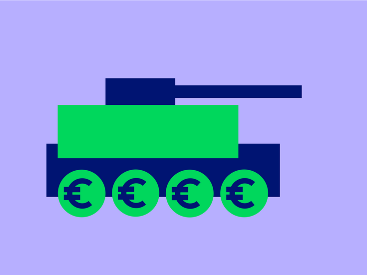 Illustration eines Panzers auf Rädern aus Euro