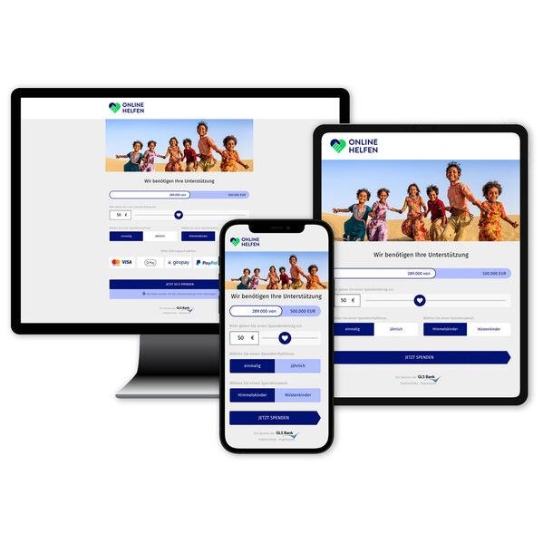 Screenshot: GLS eSpende auf verschiedenen Geräten