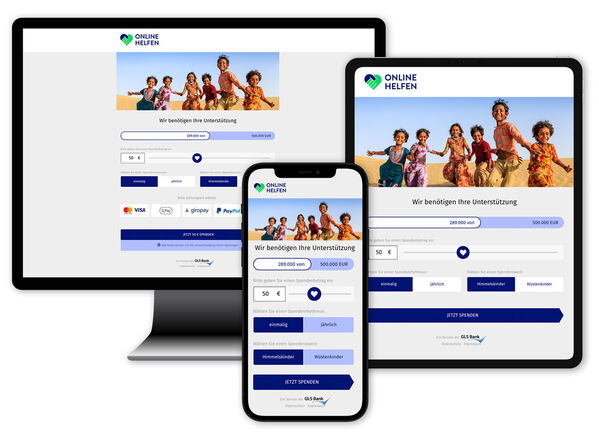 Screenshot: GLS eSpende auf verschiedenen Geräten